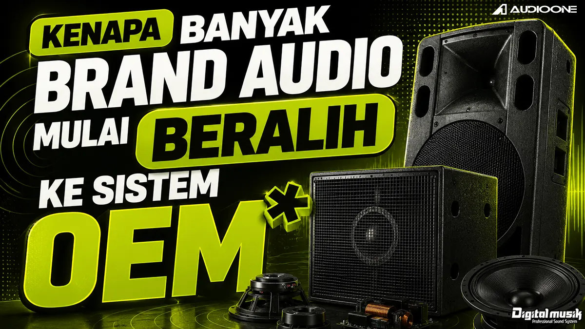Proses manufaktur sistem OEM audio di workshop profesional Digital Musik