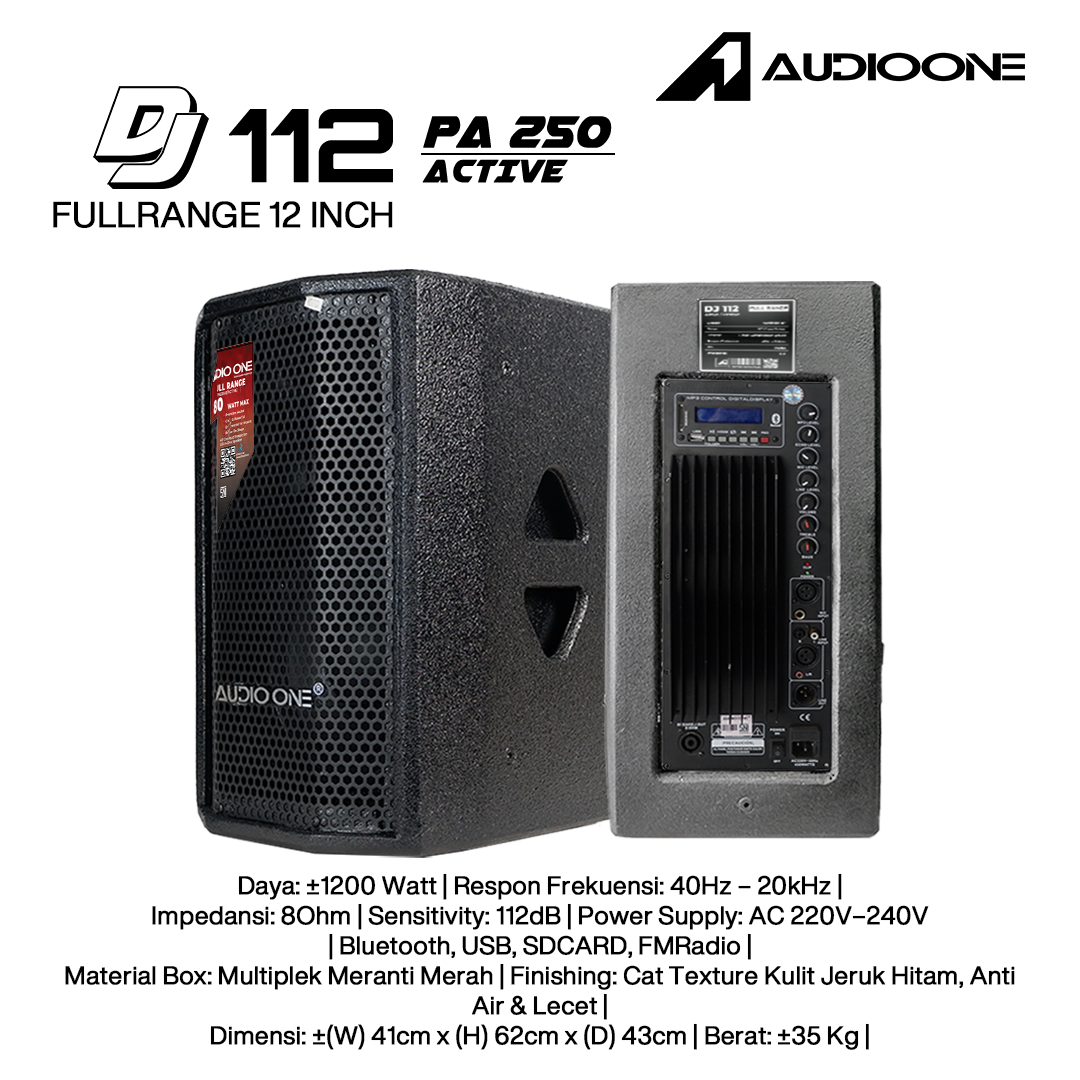 Audio One Speaker 12Inch Active 1200W DJ-112A PA-250