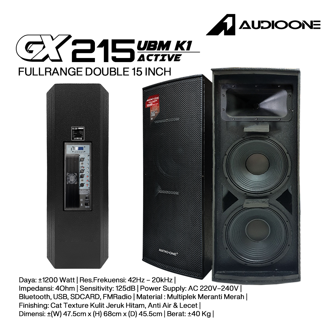 Audio One Speaker Double GX 2x15" Aktif 1200W UBM-K1 GX 215A