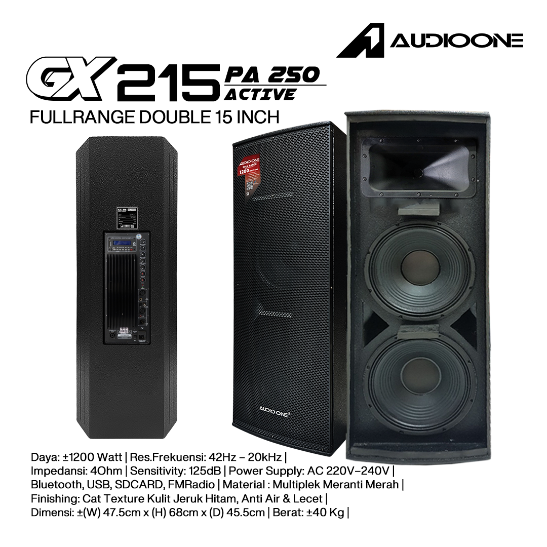 Audio One Speaker Double GX 2x15" Aktif 1200W PA-250 GX 215A