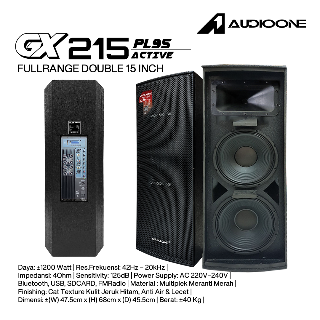 Audio One Speaker Double GX 2x15" Aktif 1200W PL-95 GX 215A