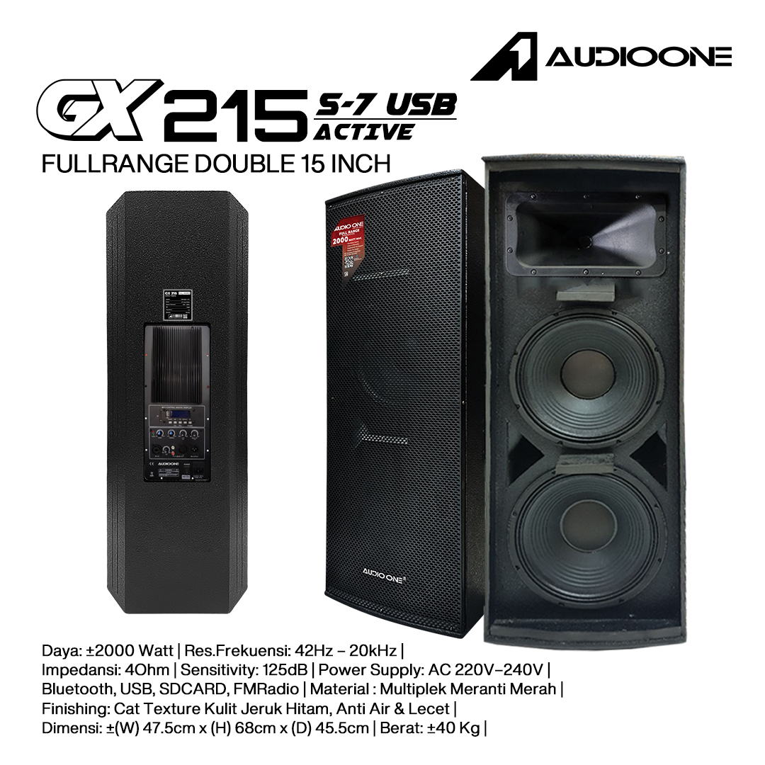 Audio One Speaker Double GX 2x15" Aktif 2000W S7-USB GX 215A