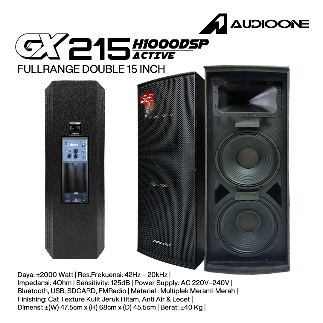 Audio One Speaker Double GX 2x15" Aktif 2000W DSP HA-1000 GX 215A