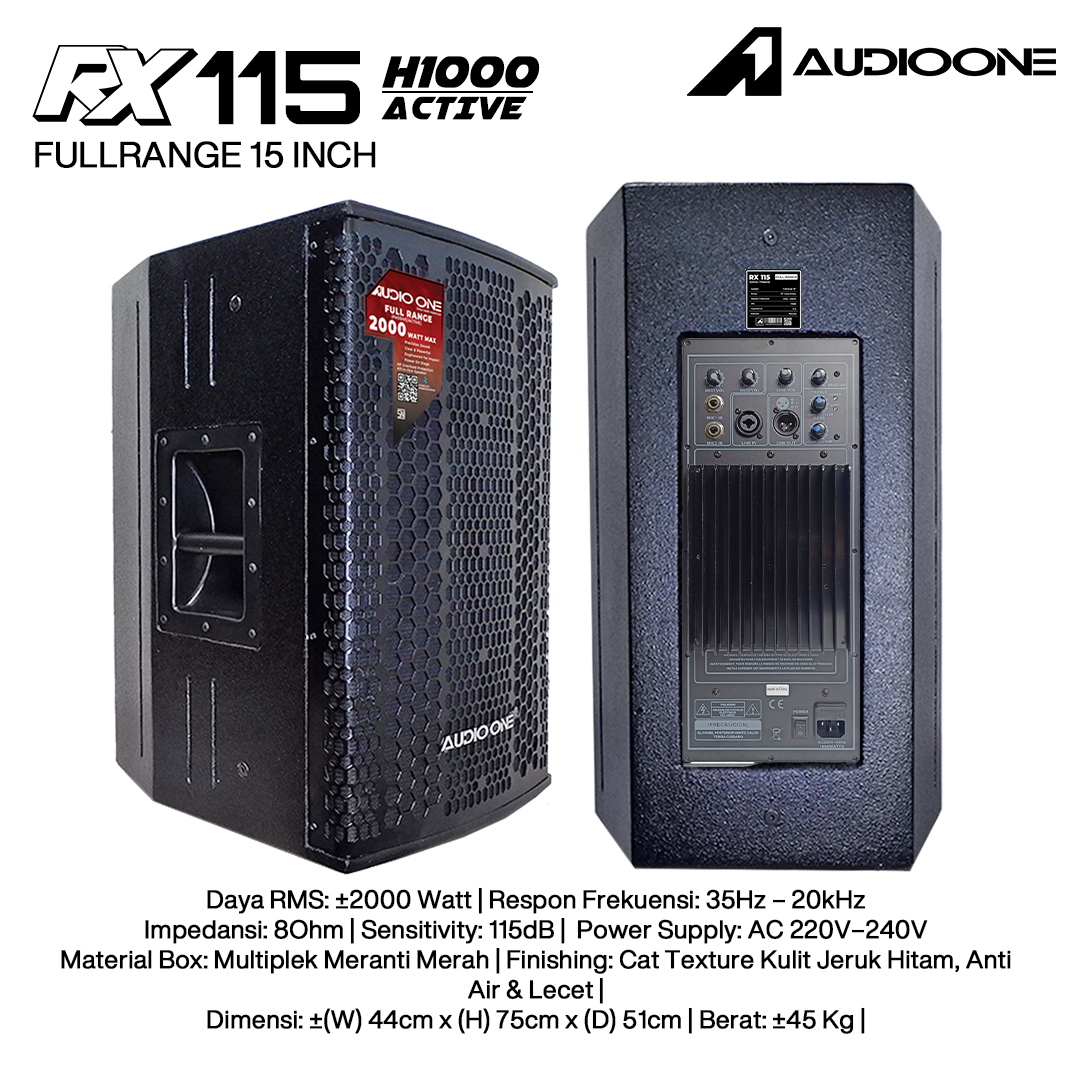 Audio One Speaker RX 15Inch Aktif 2000W H-1000 RX 115A