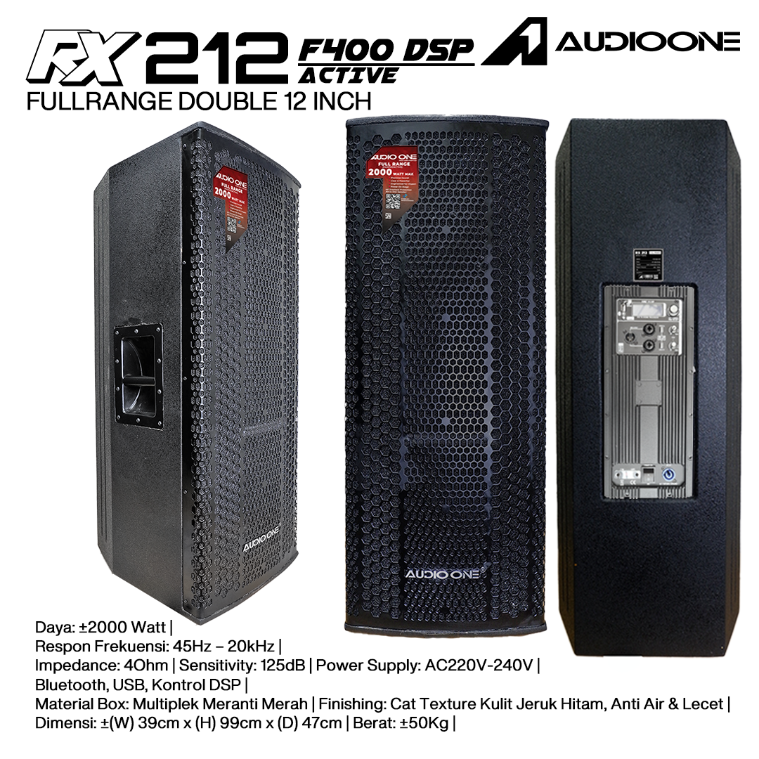 Audio One Speaker Double RX 2x12" Aktif 2000W DSP F-400 RX 212A