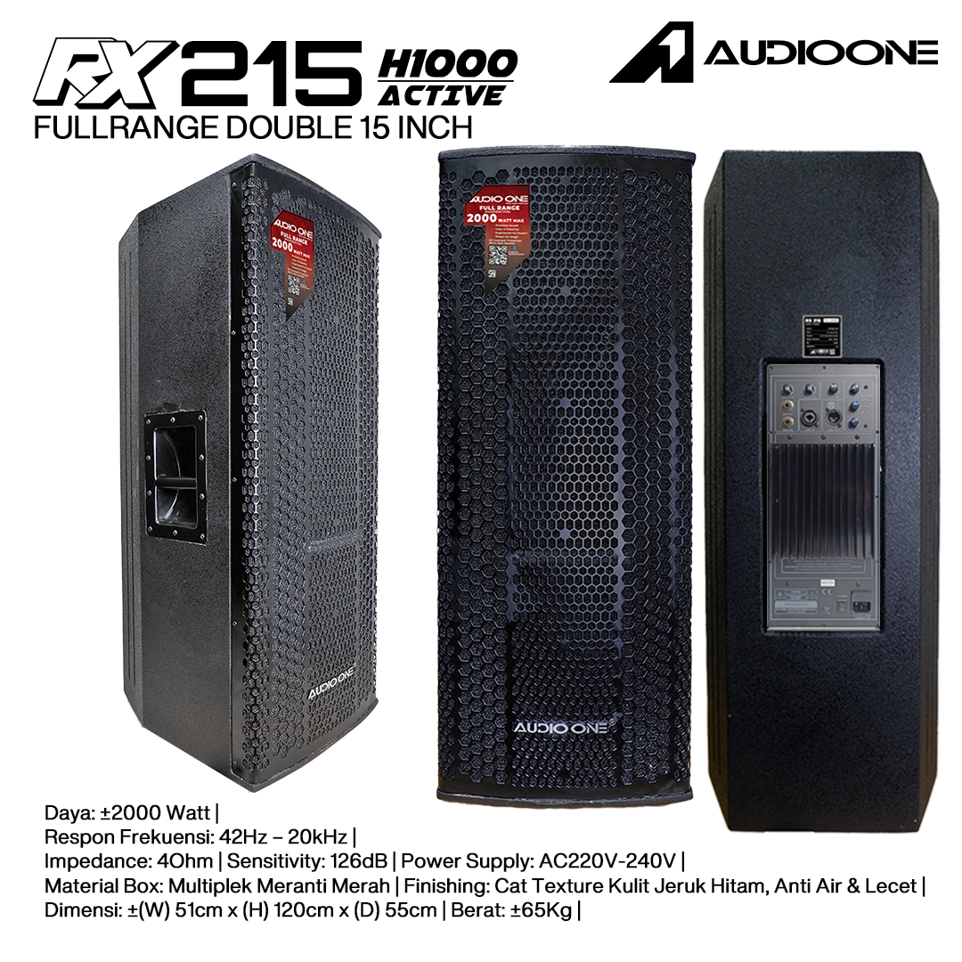 Audio One Speaker Double RX 2x15" Aktif 2000W H-1000 RX 215A