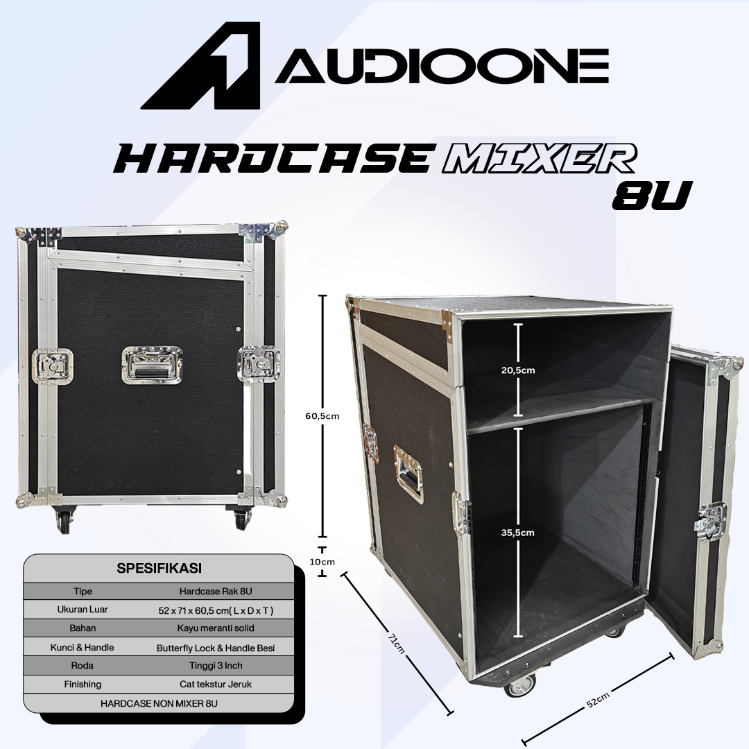 Box Hardcase Mixer Power Amplifier Ukuran 8u Lis Silver